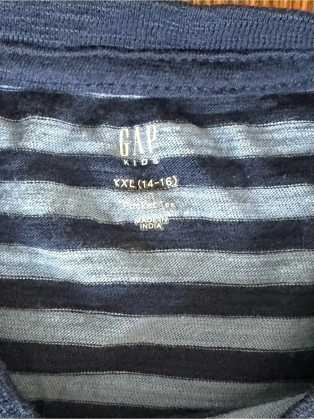 GAP Kids Blue Striped Pocket Tee Shirt XXL 14-16